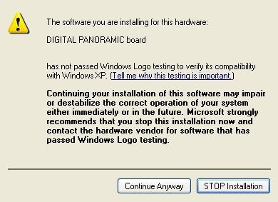8. Select "DIGITAL PANORAMIC board" and click on "Next"; the following windows will be