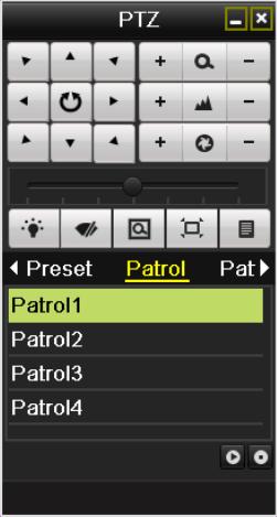 toolbar, to show the PTZ control panel. 2. Choose Patrol on the control bar. 3. Double-click the patrol you want to call, or click to select the patrol and click to call the patrol. Figure 4.