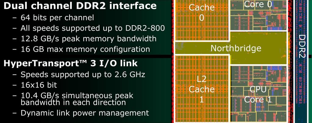 A Few Details Dual AMD64 CPU cores Dedicated 1 MB L2 caches Dual channel DDR2 interface 64 bits per channel All speeds supported up to DDR2-800 12.
