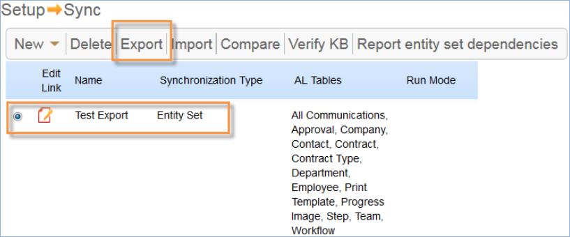 Export Entity Sets and Carrier KB Files In this section you will find you will find instructions for exporting an entity set from a source KB directly to a target KB.