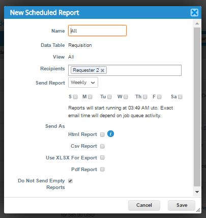 Exploring Coupa: Account > Spend History You can schedule reports for the