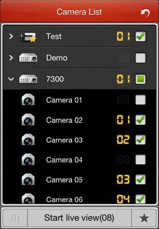 You can add the commonly used camera(s) to the favorites so that you can access the camera(s) conveniently. 1. Perform the Step 1 and Step 2 of Start Live View to select the camera(s). 2. Click to add the camera(s) to the Favorites.