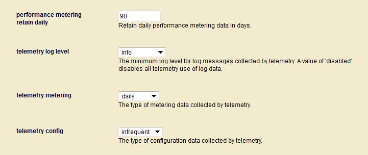 Telemetry The type and granularity of data sent via telemetry is configurable.