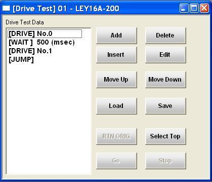 5.3.6 Drive test window It is a simplified programming function for test drive. The commands are [DRIVE] for executing the step data and [WAIT] for specifying the waiting time.