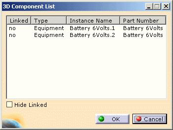 Page 64 3. Click Link. The 3D Component List opens. 4. Select an equipment which is not linked and click OK.