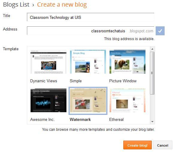 3. Your new blog will now appear in the list under your blogs. To make a post, click the orange pencil icon, to view your blog, click View blog, and to edit your blog, click the dropdown arrow.