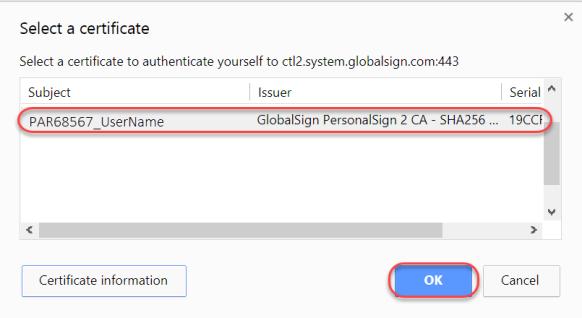 ou can verify the correct certificate as its common name will be your Account User Name. ou will then have full access to all of the MSSL portal s functionality.