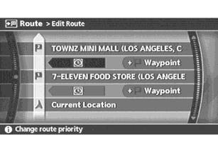 Changing route calculation conditions Each section of the route between waypoints can have different route