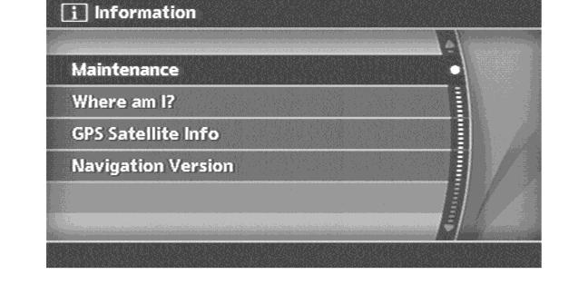 INFORMATION SCREEN (350Z only) This screen allows you to set or view various information that is helpful for using the vehicle safely and comfortably, such as maintenance information, current