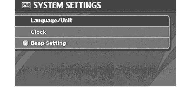 SYSTEM SETTINGS SCREEN Allows you to set system settings such as language/measurement unit setting. Basic operation 1. Highlight [System Settings] and push <ENTER>. 2.