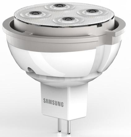 Samsung Retrofit Lamp: MR16 10W GU5.3 HCRI The fully dimmable MR16 10W GU5.3 HCRI saves more than 80% energy compared to traditional halogen lamps and lasts over 25 times longer.