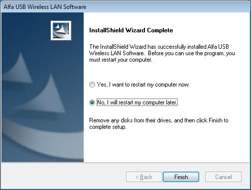 4. Click the Finish button to complete driver and utility installation.