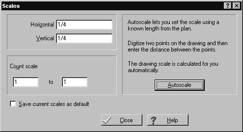 To set the scale using a given line, you simply click the Autoscale button and