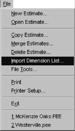 Importing digitized dimensions Estimating also provides a way for you to copy the digitized