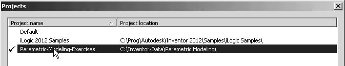 Notice the Parametric-Modeling-Exercises project name is displayed as the active project. 6. Select the English tab as shown below.