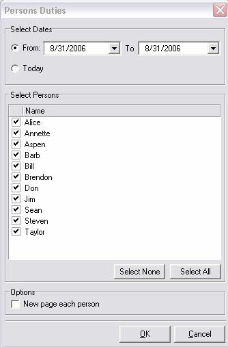 7.3 Persons Duty Report Select the date range and the