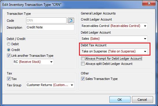 7.4 Now reverse the above invoice by processing an Inventory Credit Note, using the same transaction lines, transaction date, customer etc.