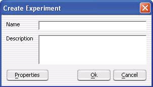 5 ChIP Interactive Analysis Reference Create Experiment Create Experiment Figure 53 Create Experiment dialog box Purpose: To create an organizational unit in the Experiment pane of the Navigator to