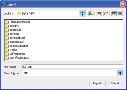 ChIP Interactive Analysis Reference 5 Export Export Figure 62 Export dialog box Several types of file exports use this dialog box.