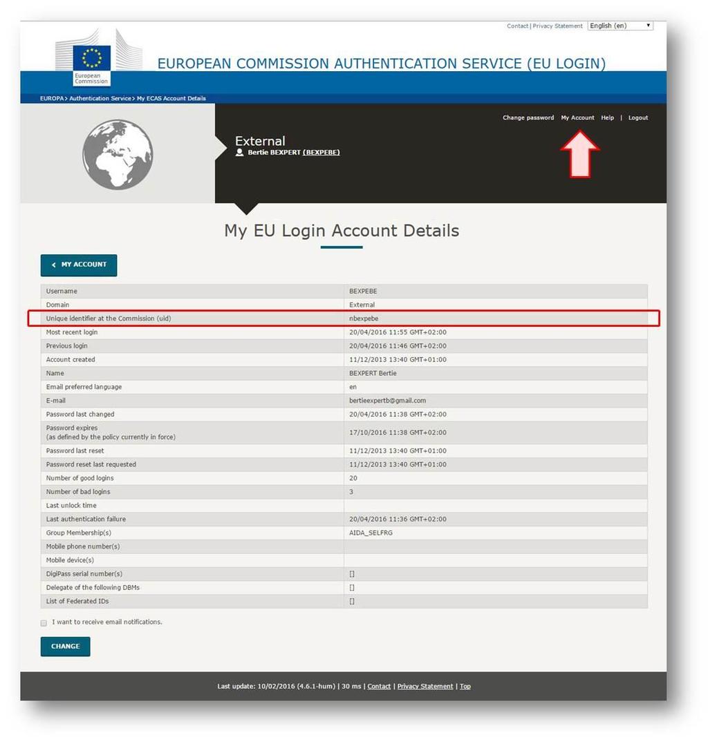 Please note, that in case of issue with the validation of your OEET account you need to provide your EU login