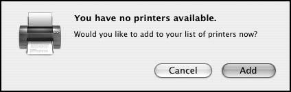 Select your printer, then wait while your Macintosh finds the printer driver and the Add button becomes available. Then click the Add button.