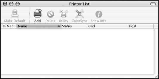 Setting Up the Printer On a Network 21 3. Click the Add icon at the top of the Printer List window. 4.