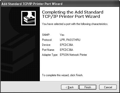 Verify that the Device matches the Print Server Name or IP Address shown on the network status