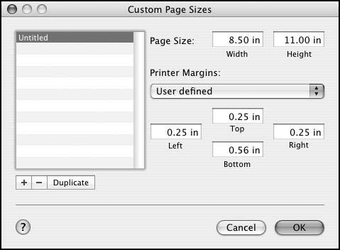 Printing with Epson Drivers for Macintosh 51 The standard size setting prints with 0.12 in. (3.0 mm) margins all around.