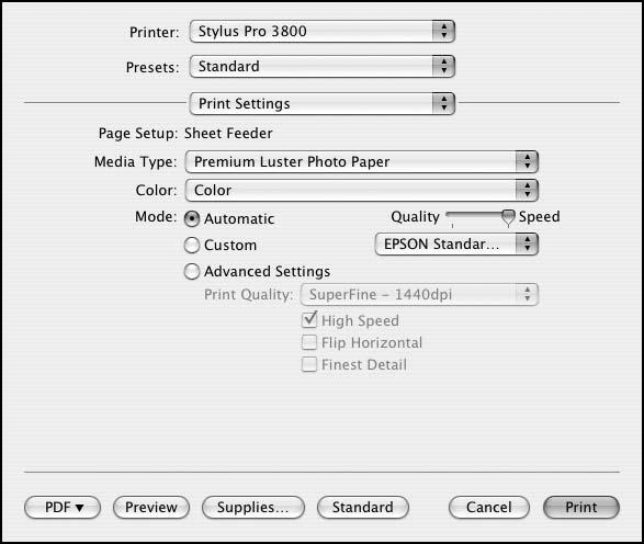 You can also choose advanced settings for more control over your printer and color management options, as described on page 55. 1.
