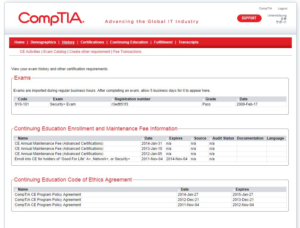 3. Click on CE Activities in the menu bar 42 CompTIA