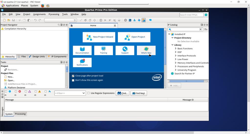 1 Figure 10. Intel Quartus Prime Software in VNC Desktop 1.4.8 Terminating the Virtual Machine After finishing your Intel FPGA session, you can terminate the virtual machine.