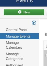 WORK WITH EVENTS Click Manage Events to work with
