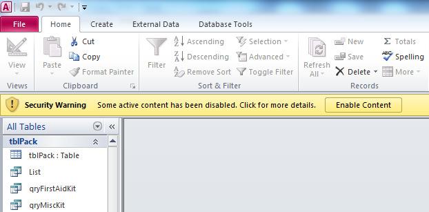 Microsoft Access in Office 2010 has a new artifact in the form of an MRU for trusted documents.