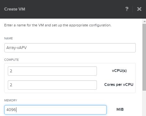 Next, you will need to define some VM parameters, such as memory and