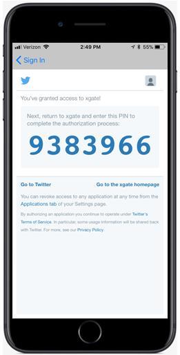 Twitter password When finished, select Step 7 A PIN screen will appear