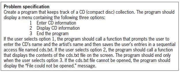 The CD Collection Program (cont d.
