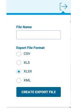 All transactions selected within the entire search 2. Click on the Export arrow to export the selected transactions.