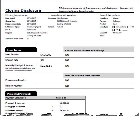 4. The Closing Disclosure PDF displays.