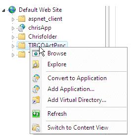 60 Chapter 6 Post-Installation Configuration Convert the Action Processor s Virtual Directory to an Application This is required only: if you are using IIS 7.0 or 7.