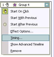 Setting times for automatic advance or other timing options.