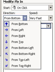 Modifying an effect Macintosh Windows Most effects can be modified to change the direction, or amount with which they