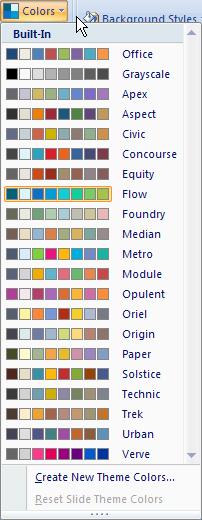 Customize the Background Style Every theme has it own theme colors Theme colors
