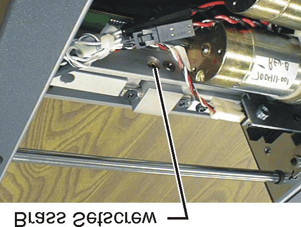 18. Tighten the brass setscrew on the back of the printhead pivot-arm assembly 1/6 of a revolution counter-clockwise.