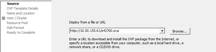 Installing a VM 4. On the Source page, identify where the.ova file is located, and then click Next. If the.