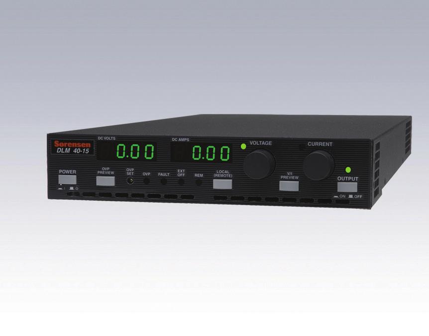 Sorensen DLM 600 Series Half Rack Programmable DC Power Supply High Power Density: 600 watts in 1U (1.75 inches) high, half rack (8.5 inches) wide; no top or bottom clearance spacing required.