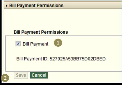 Bill Payment Permissions / Statements Permissions 1.