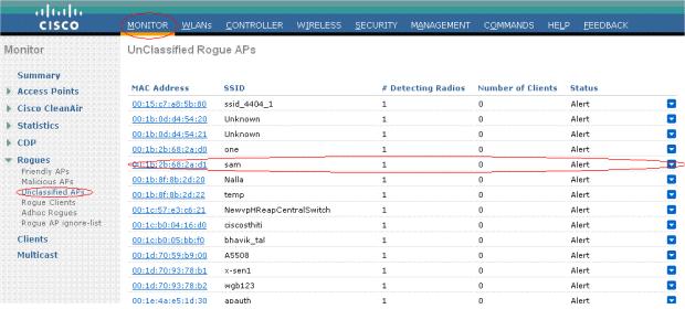 In this page, different classification for rogues are available: Friendly APs Aps which are marked as friendly by administrator.