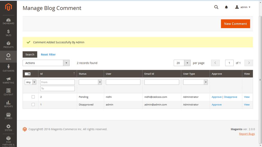 19 Edit and View Comment From this section admin can view the comment posted by the customer/guest and if the configuration setting for auto approved comment is disable then the admin will approve