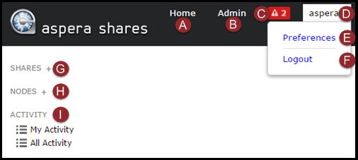 Working with IBM Aspera Shares 149 Working with IBM Aspera Shares Configuring Shares Options The Shares Home Page When you log into IBM Aspera Shares, you land on your APOD / SOD homepage.