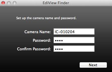 12. Enter a name and password for your camera.